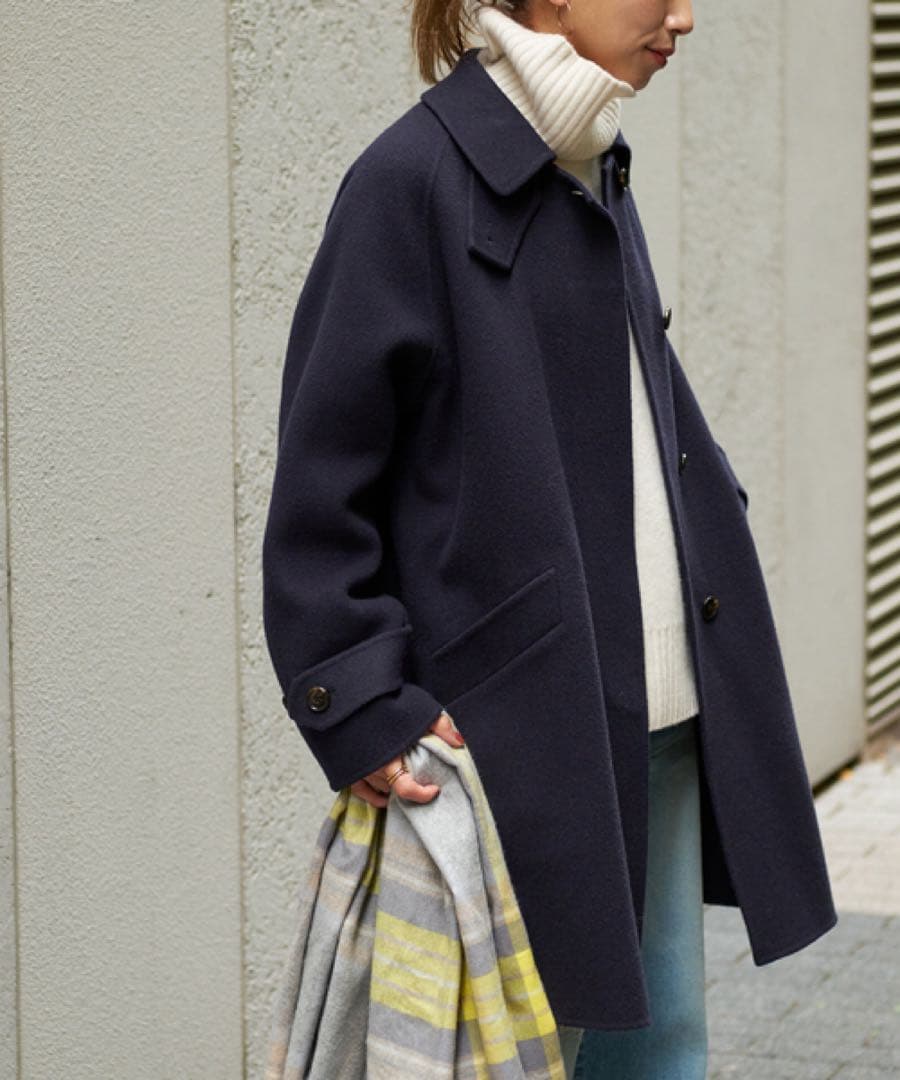 美品 フレームワーク リバーバルカラーショートコート ネイビー 36