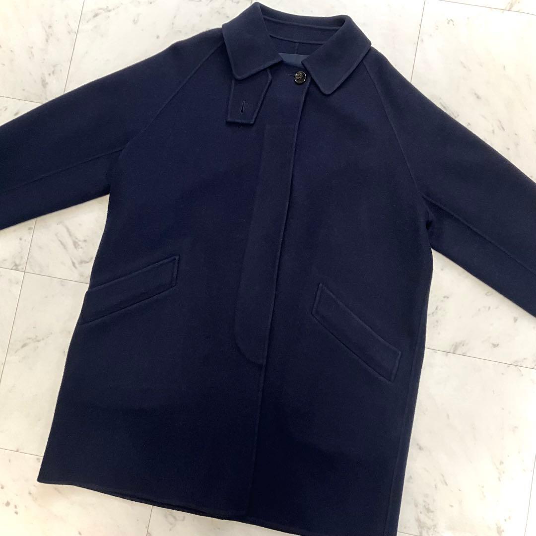 美品 フレームワーク リバーバルカラーショートコート ネイビー 36