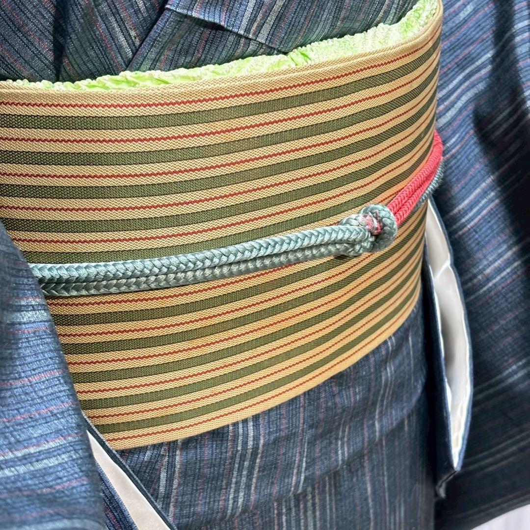 正絹　紬　十日町紬風　小紋　フルセット　着物専門店扱い　まるやま　フ9988