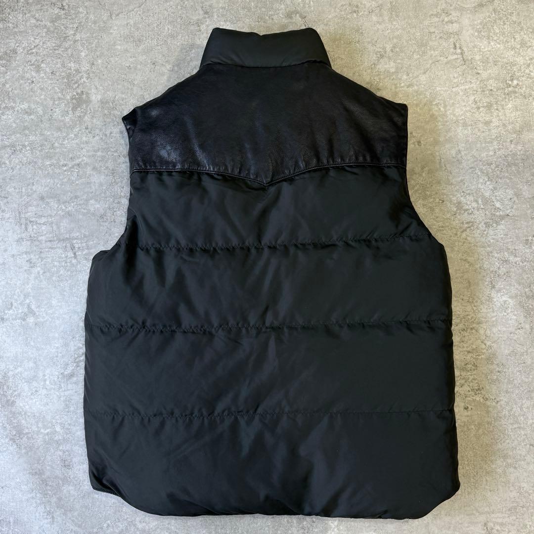 希少■ポロラルフローレン【L】リバーシブル ダウンベスト レザー ブラック 古着