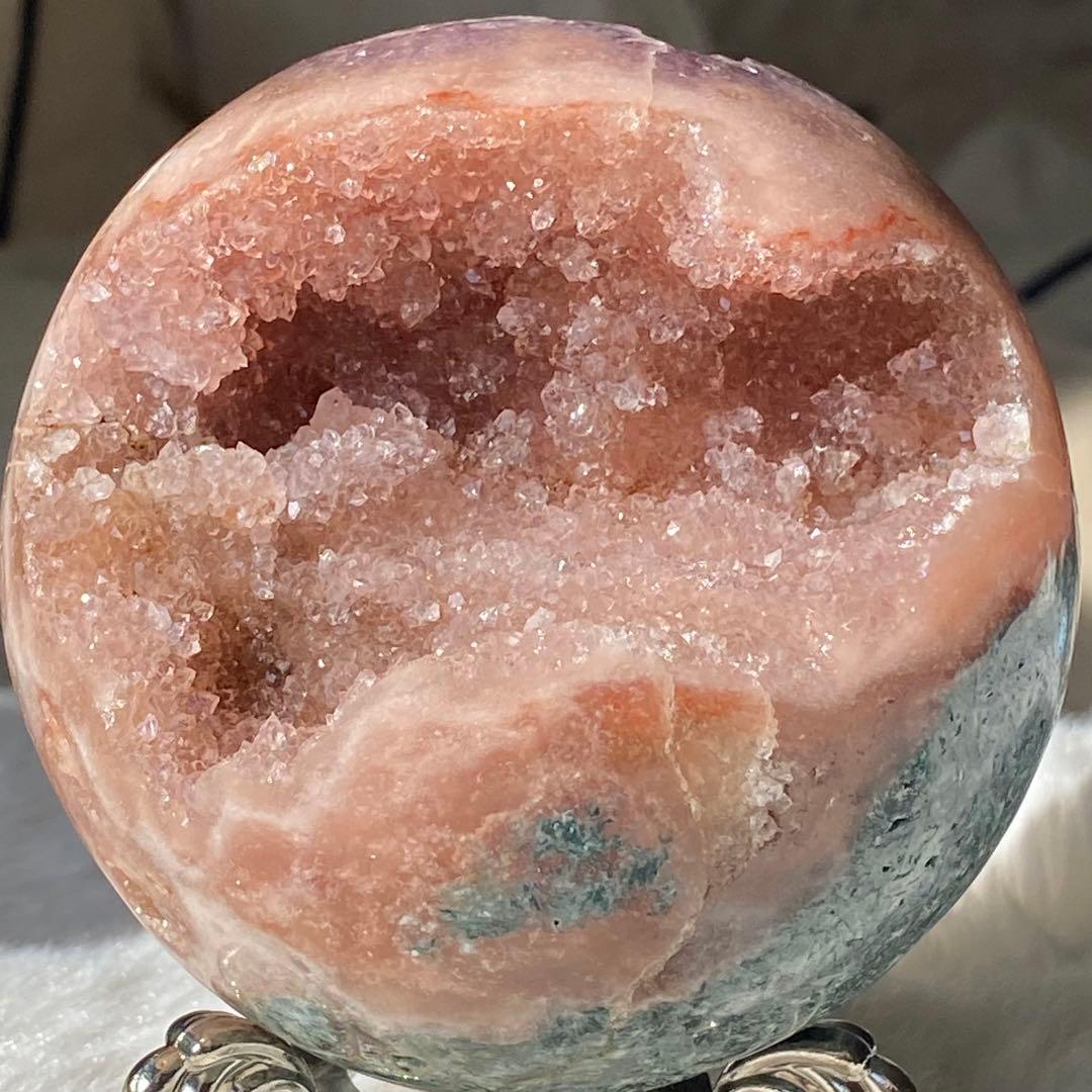 【 ピンクアメジスト BIG ドゥルージー 笑口 スフィア 90㎜ ジャスパー