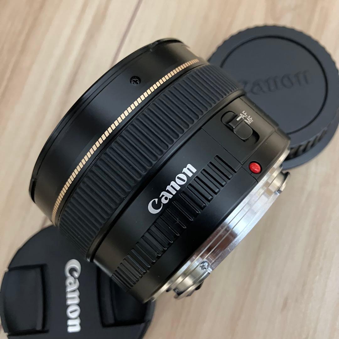 Canon EF 50mm f1.4 USM キレイ 前後キャップ、純正フード付