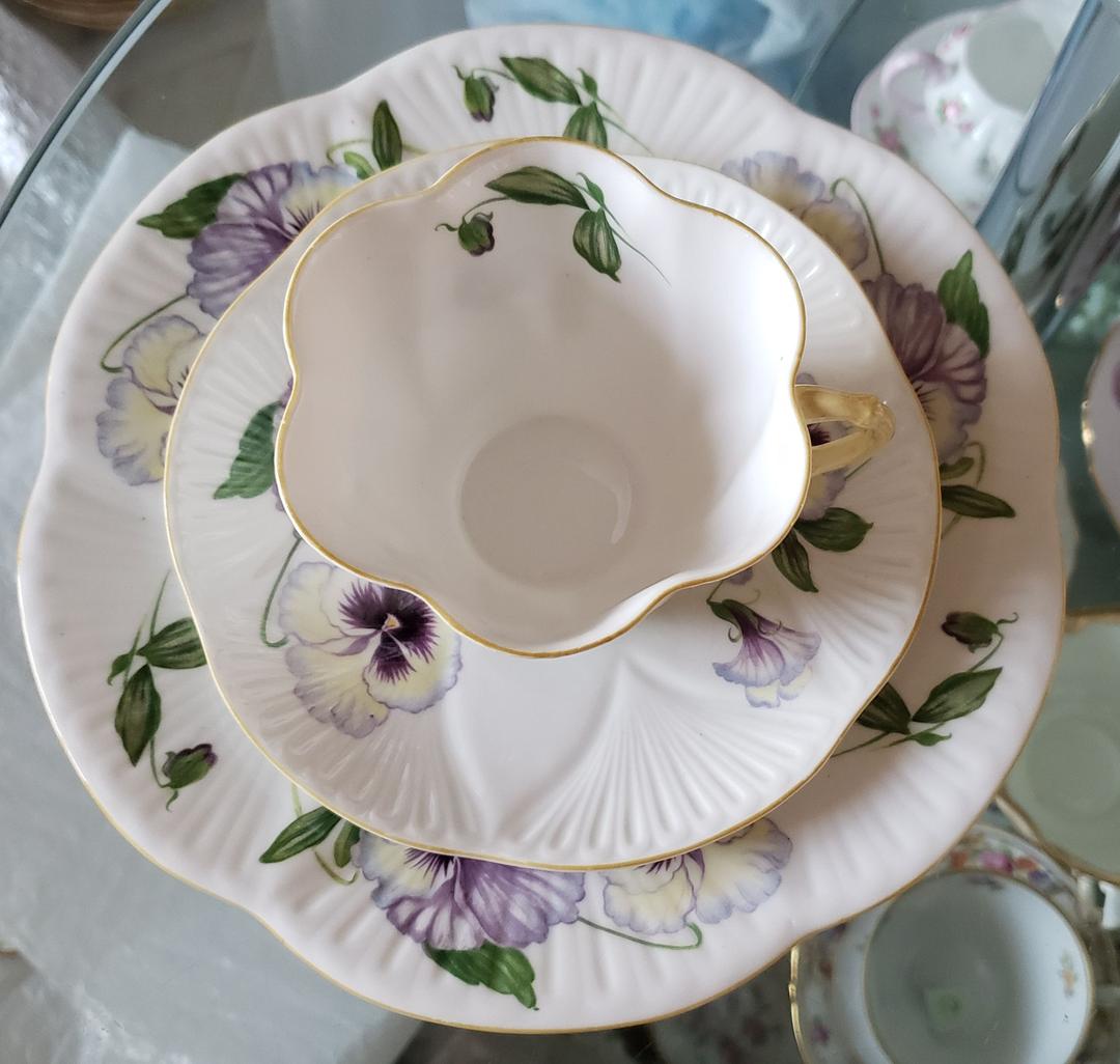 シェリー D パンジー トリオ カップ プレート アンティーク ✩