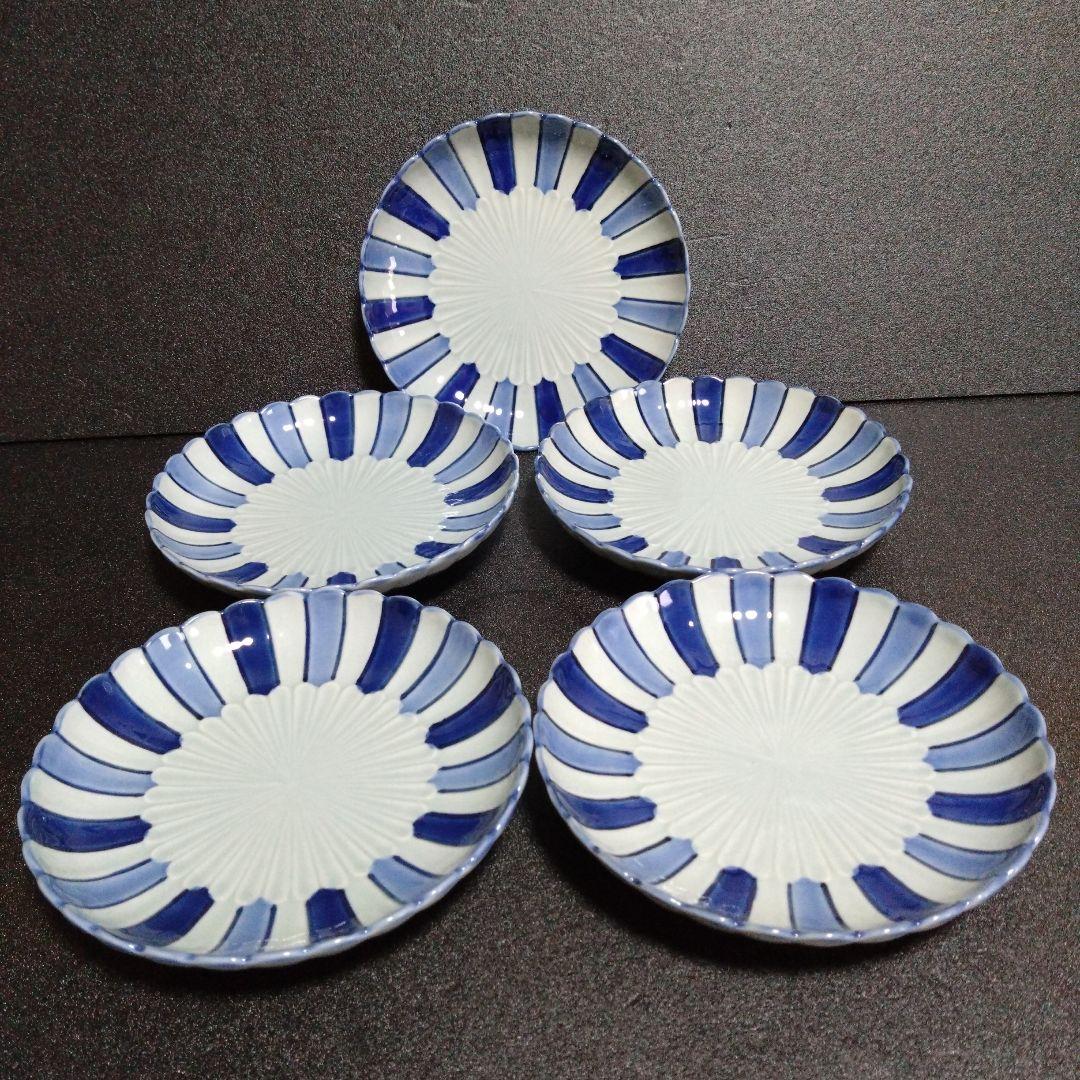 未使用 波佐見焼 林九郎窯 菊割 銘々皿5枚　お祝い