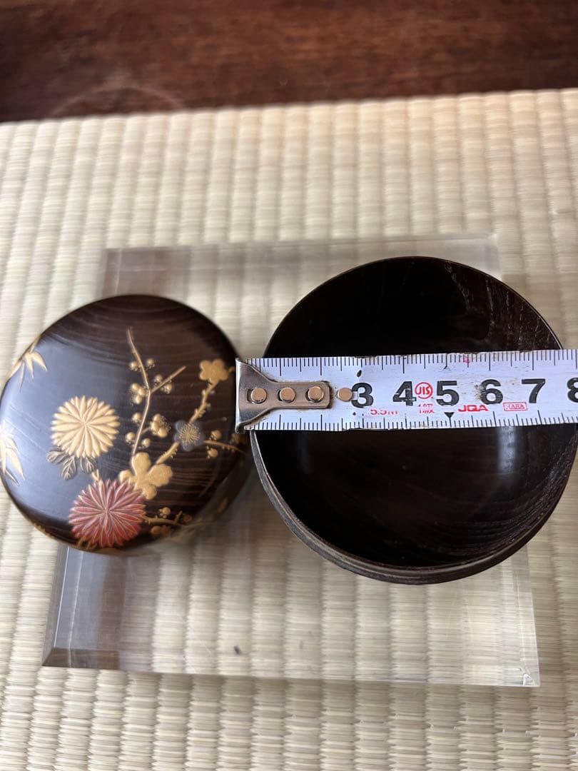 金箔装飾 木製 茶道具 棗　骨董　金蒔絵　共箱 香合 茶碗