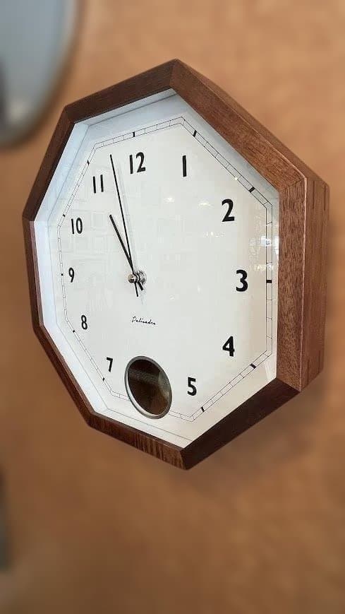 ブラウン木枠　八角★壁掛け振子時計　ゲルリッツ★ヴィンテージ　レトロ