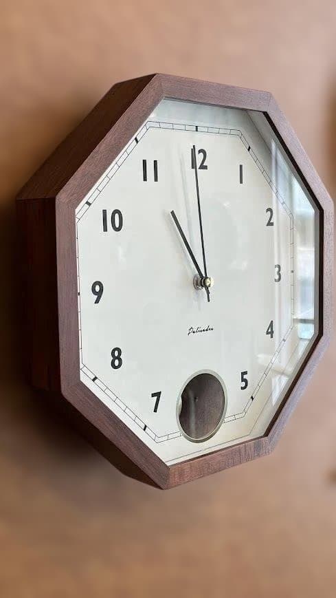 ブラウン木枠　八角★壁掛け振子時計　ゲルリッツ★ヴィンテージ　レトロ