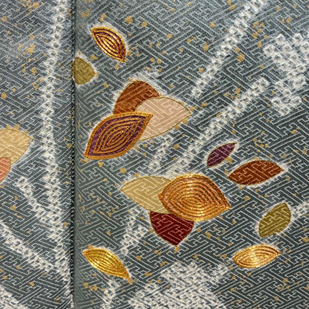 D172 訪問着　絞り　金駒刺繍　正絹　着物　袷　しつけ糸付き未使用極美品