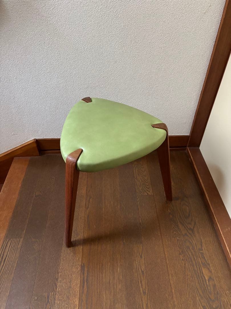 【レア】OMUSUBI（おむすび）スツール　小泉誠　グリーン　レザー　チーク