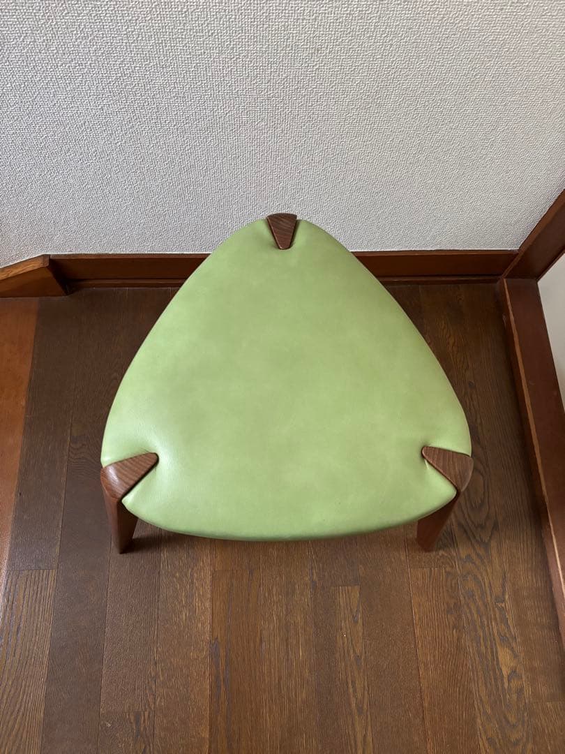 【レア】OMUSUBI（おむすび）スツール　小泉誠　グリーン　レザー　チーク