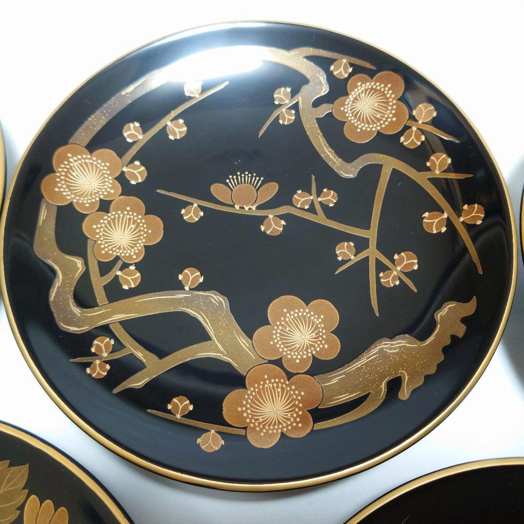 秋峰作 輪島塗 銘々皿 5枚セット