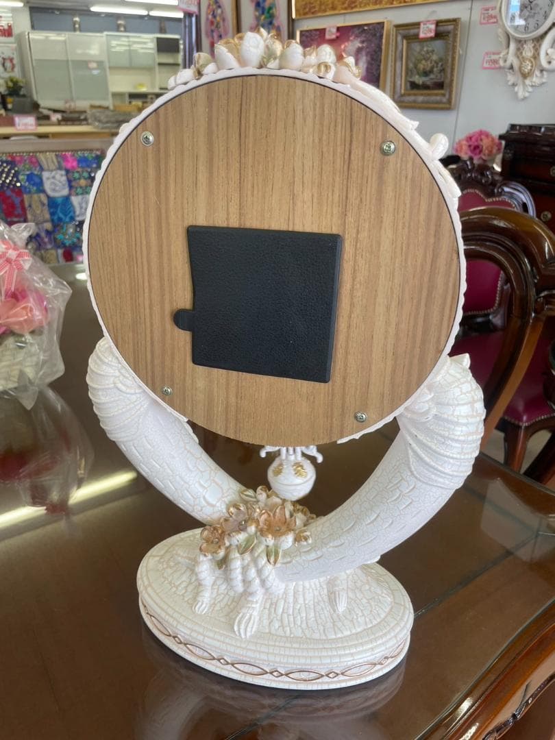 ロココ　振り子時計　置き時計　時計　クロック　姫　バラ　ピンク　アンティーク