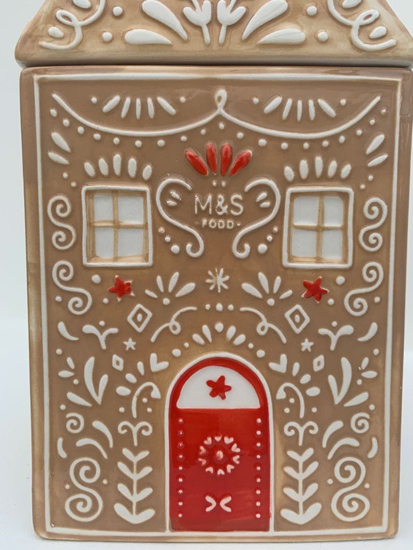 マークス&スペンサー クリスマス ジンジャーブレッドハウス クッキージャー 陶器