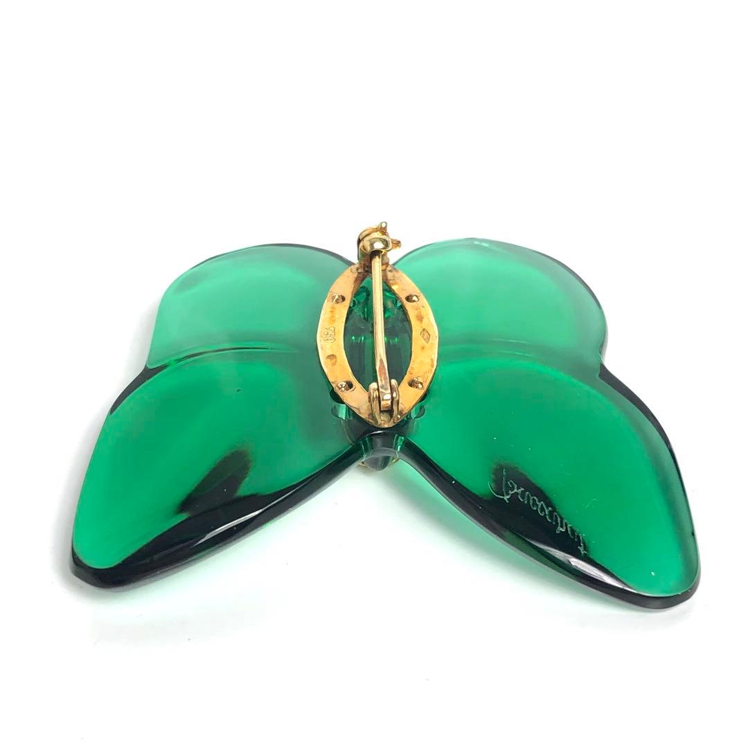 Baccarat バカラ ブローチ 蝶々 750 グリーン系 クリスタル 緑