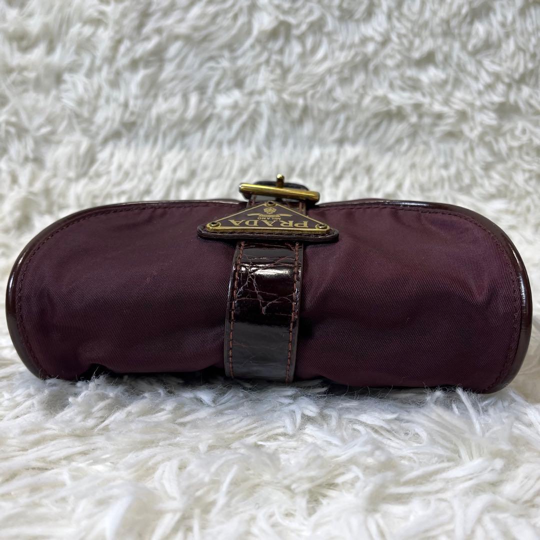 超希少✨ プラダ ウエストポーチ ボディバッグ 三角プレート クロコ ナイロン