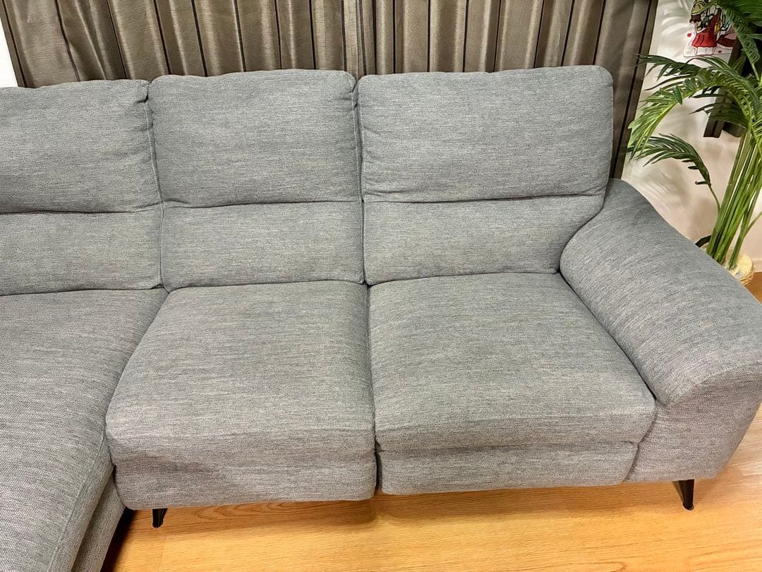 グレー コーナーソファ リクライニング機能付き