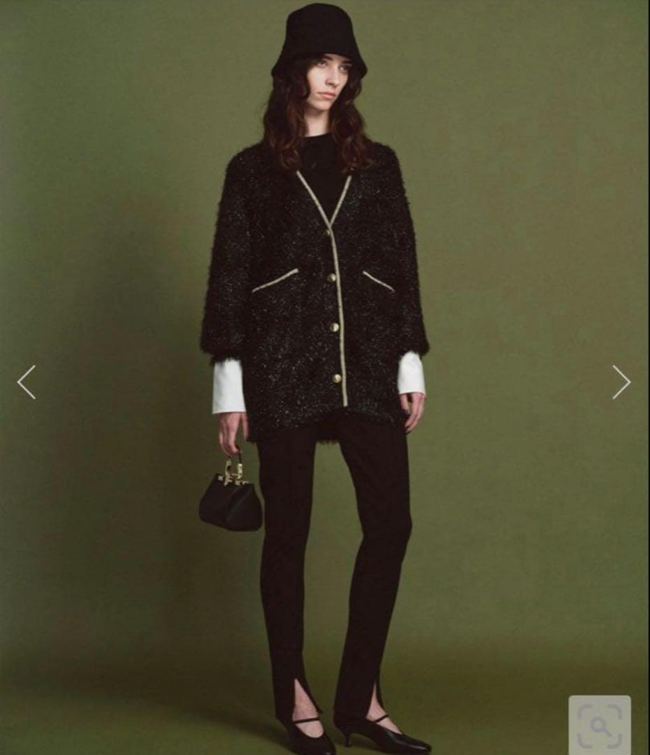 【新品タグ付き】完売品✨️アルアバイル シャイニー フェザー カーディガン 黒