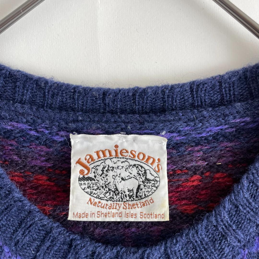 JAMIESON'S イギリス製 フェアアイル シェトランドウールニットセーター