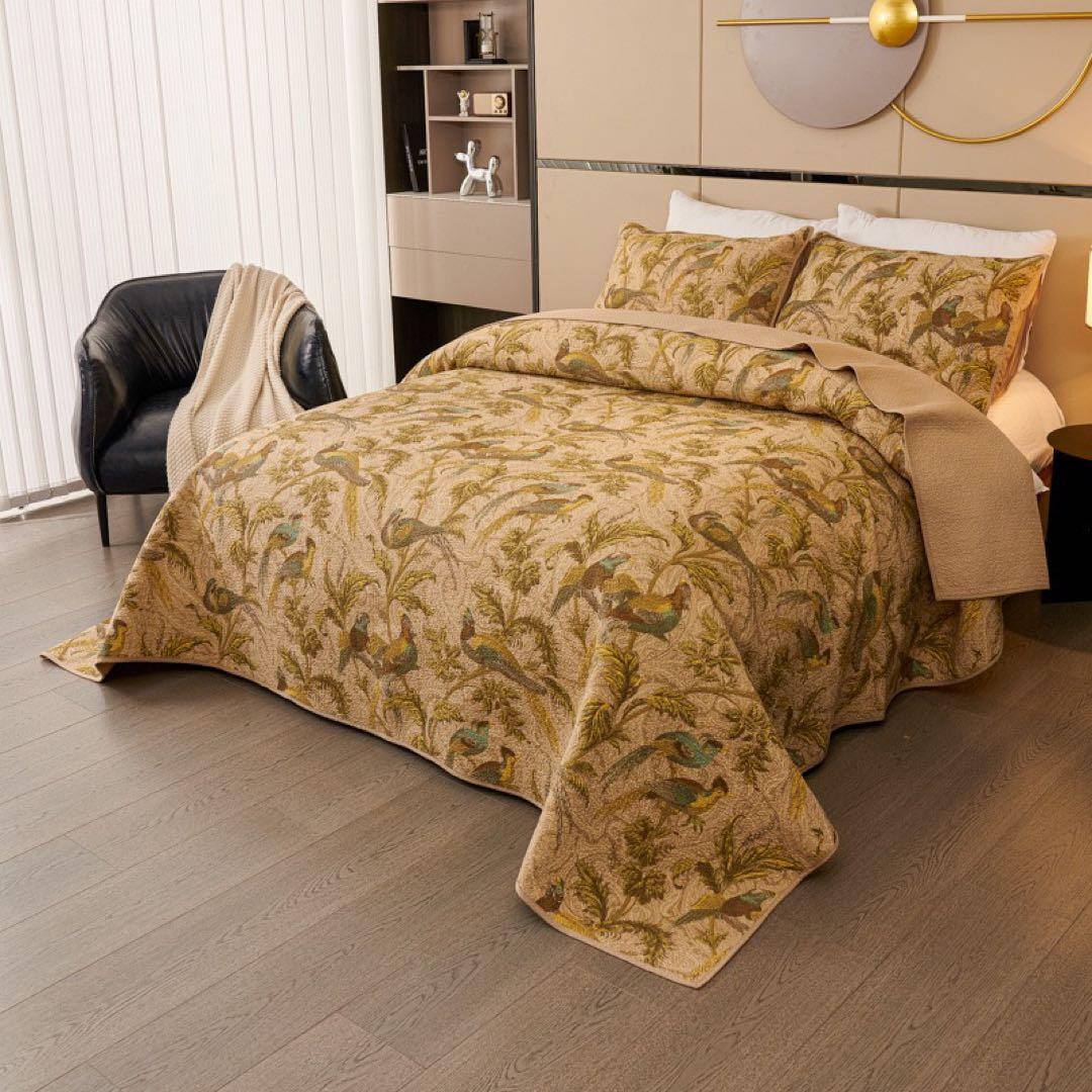 キルトベッドカバー3点セット綿マルチカバー キルティング CS