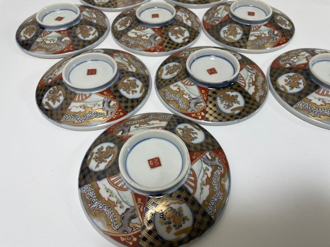 【現状品】有田焼 古伊万里焼 蓋付碗 煮物椀 汁椀 飯碗 10客 蓋9枚 レトロ