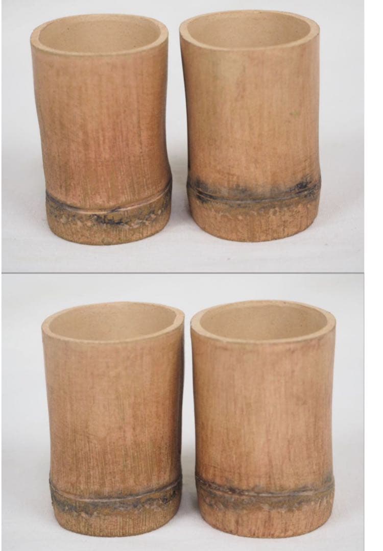 送料無料　作家物　白泥竹形急須・杯セット 未使用　煎茶道具