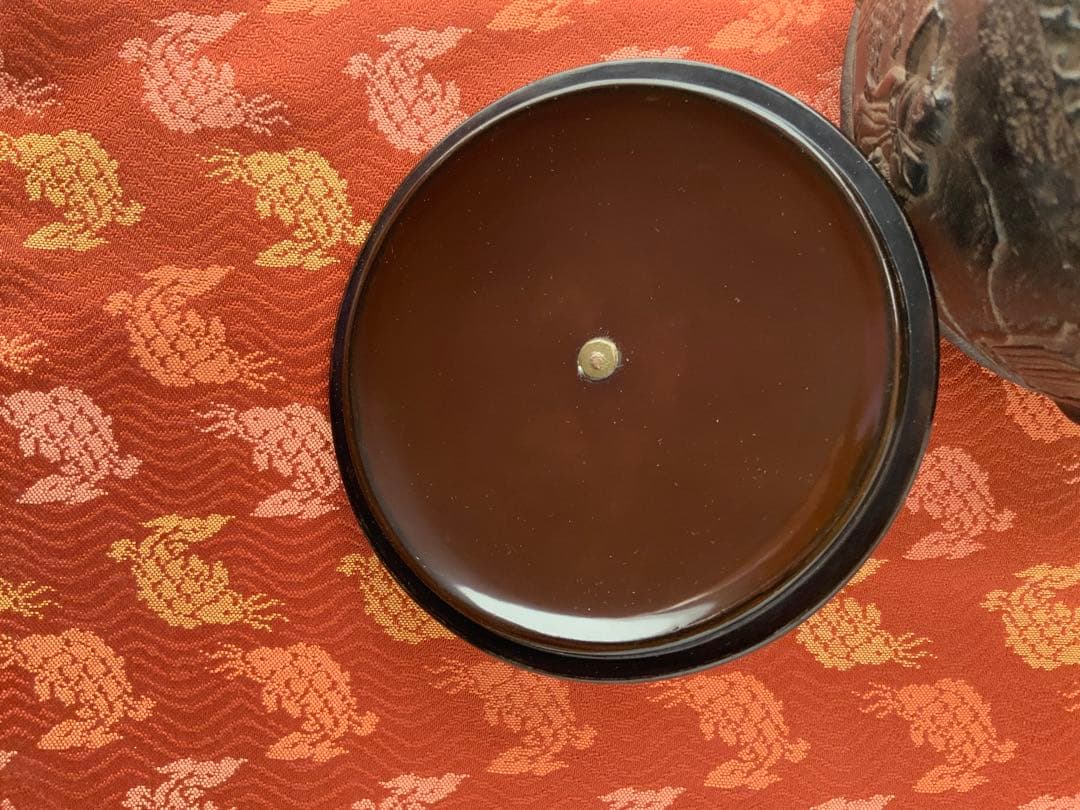 茶道具/懐石道具　銚子(燗鍋)江戸時代　銀象嵌/漆塗蓋16葉菊紋蒔絵散し。優品。