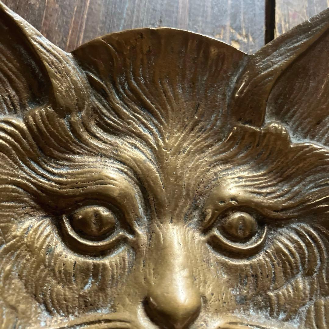 フランスアンティーク猫プレート　アスティエ　真鍮　ブロンズ比較的良好