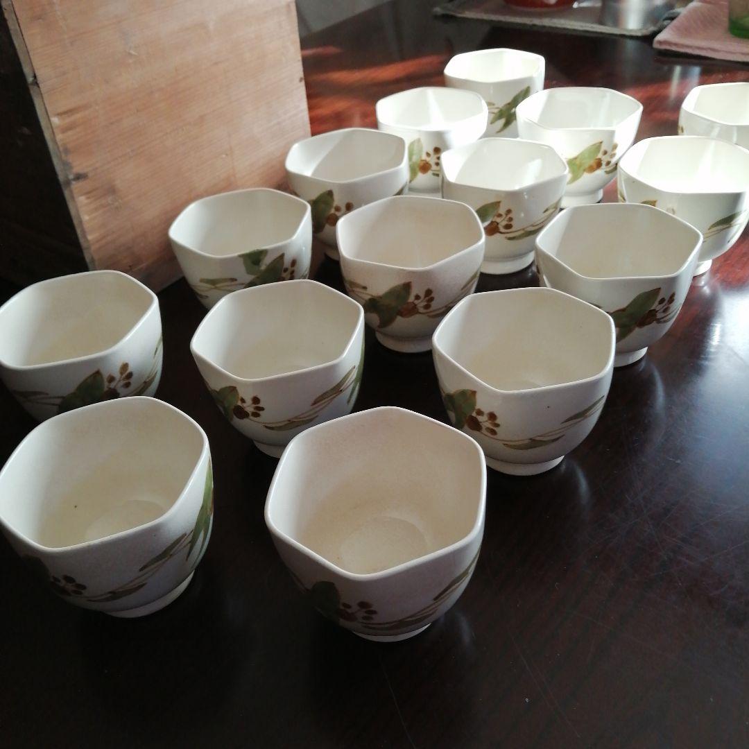 京焼　六角向付　15客　9cm　明治〜大正期