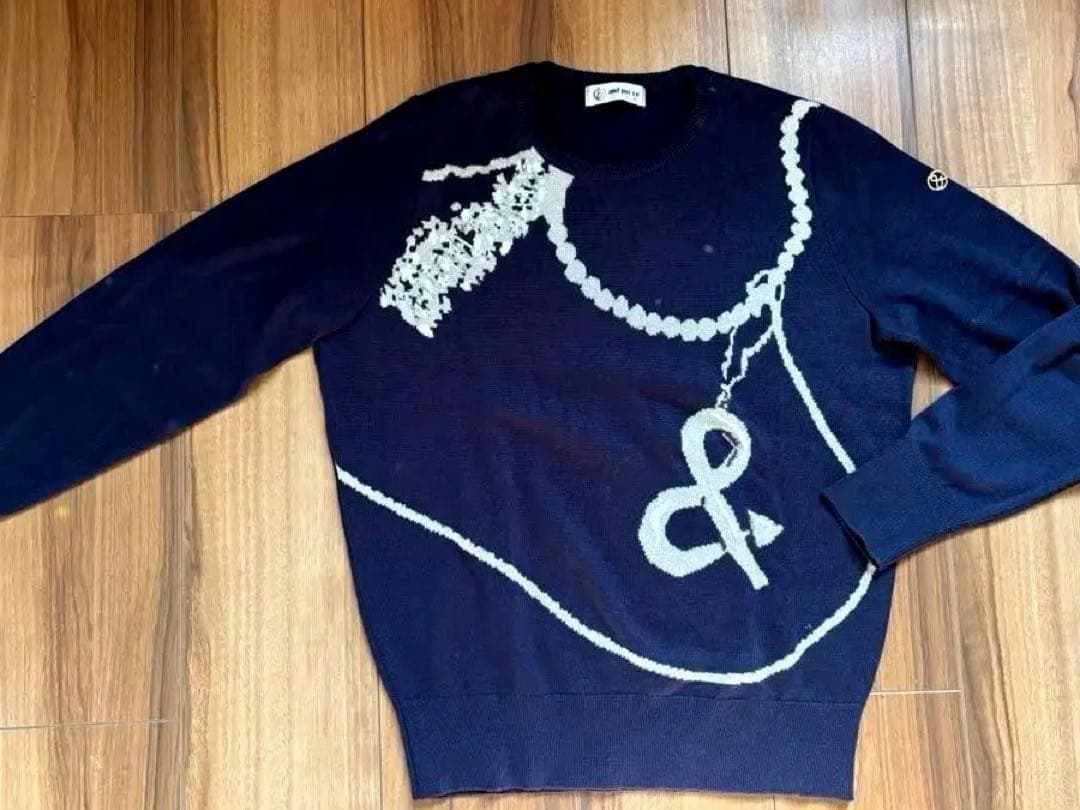 超美品！アンパスィネイビー 長袖ニット セーターM