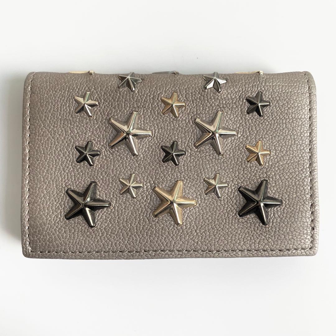 JIMMY CHOO 名刺入れ カードケース NELLO ライトカーキ