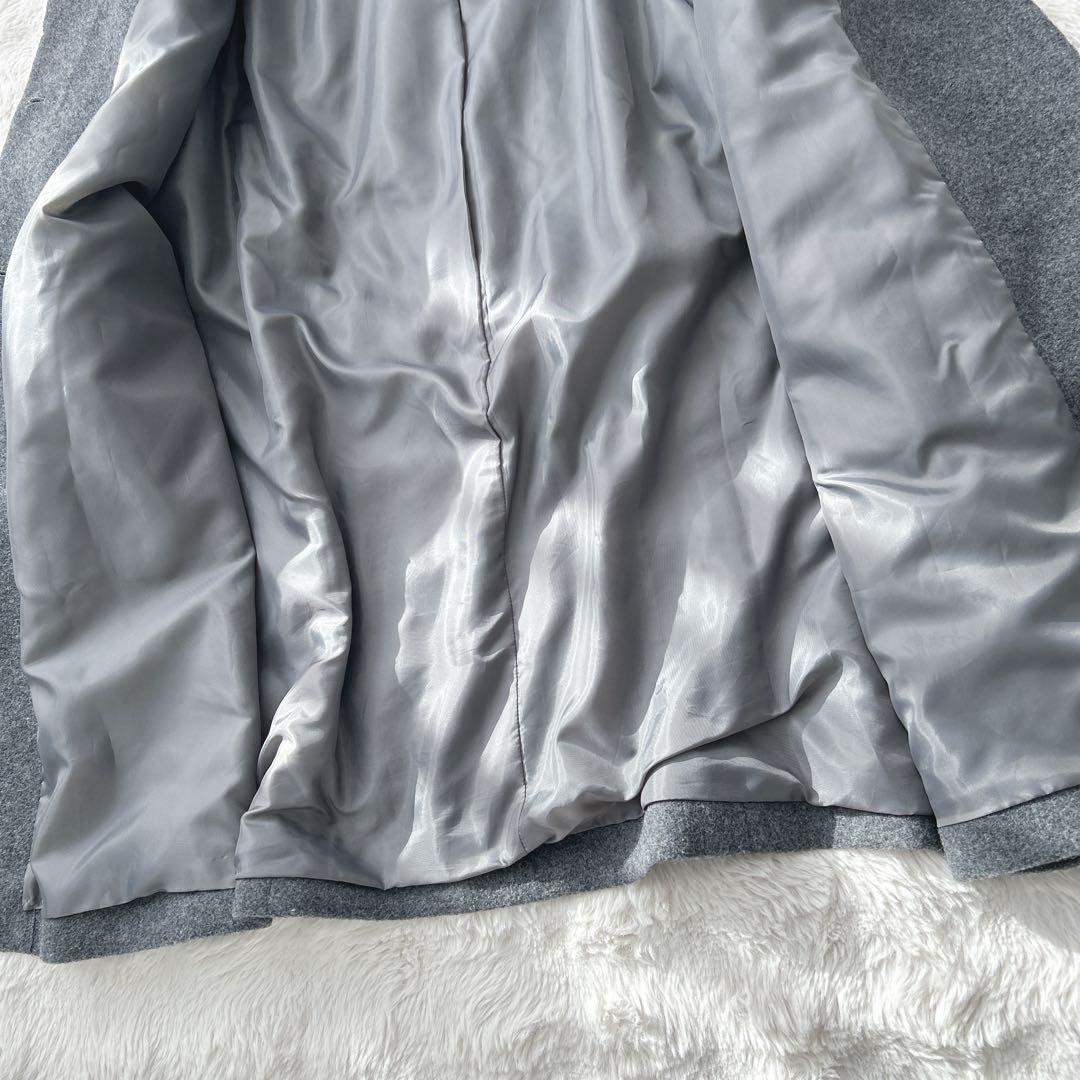 ミズイロインド★ウール混　スタンドカラーコート　グレー