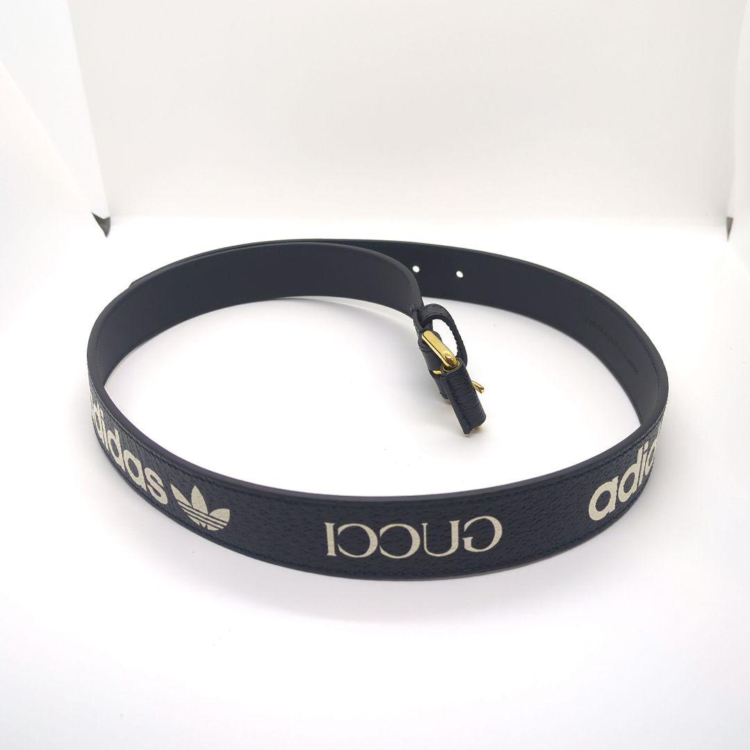 GUCCI × adidas コラボ レザーベルト　黒白　美品 約100cm