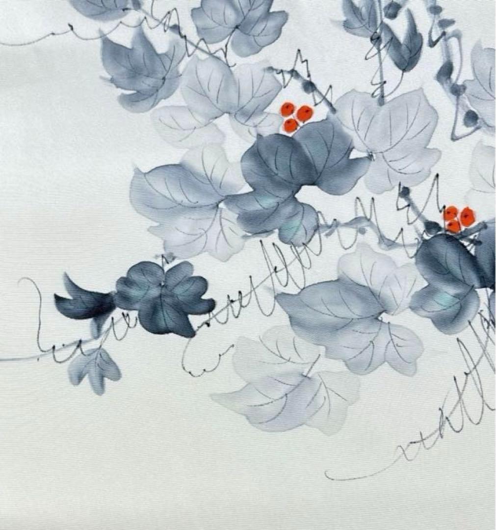 ユ56未使用　名古屋帯　盐濑 手絵 花柄 落款あ　着物 帯　仕立て上り　美品