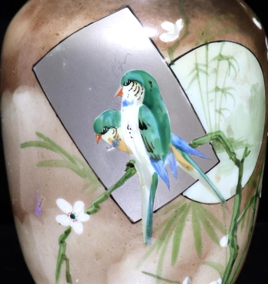 オールド・バカラ レアカラー ジャポニスム花瓶 オパーリンクリスタル製花鳥図飾壷