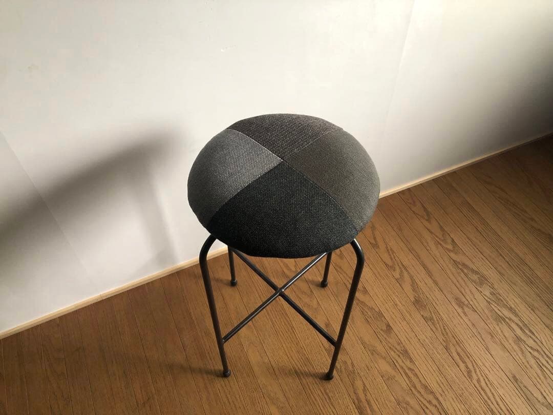 古家具 鉄無垢フレーム パッチワーク ハイスツール カウンターチェア ② レトロ