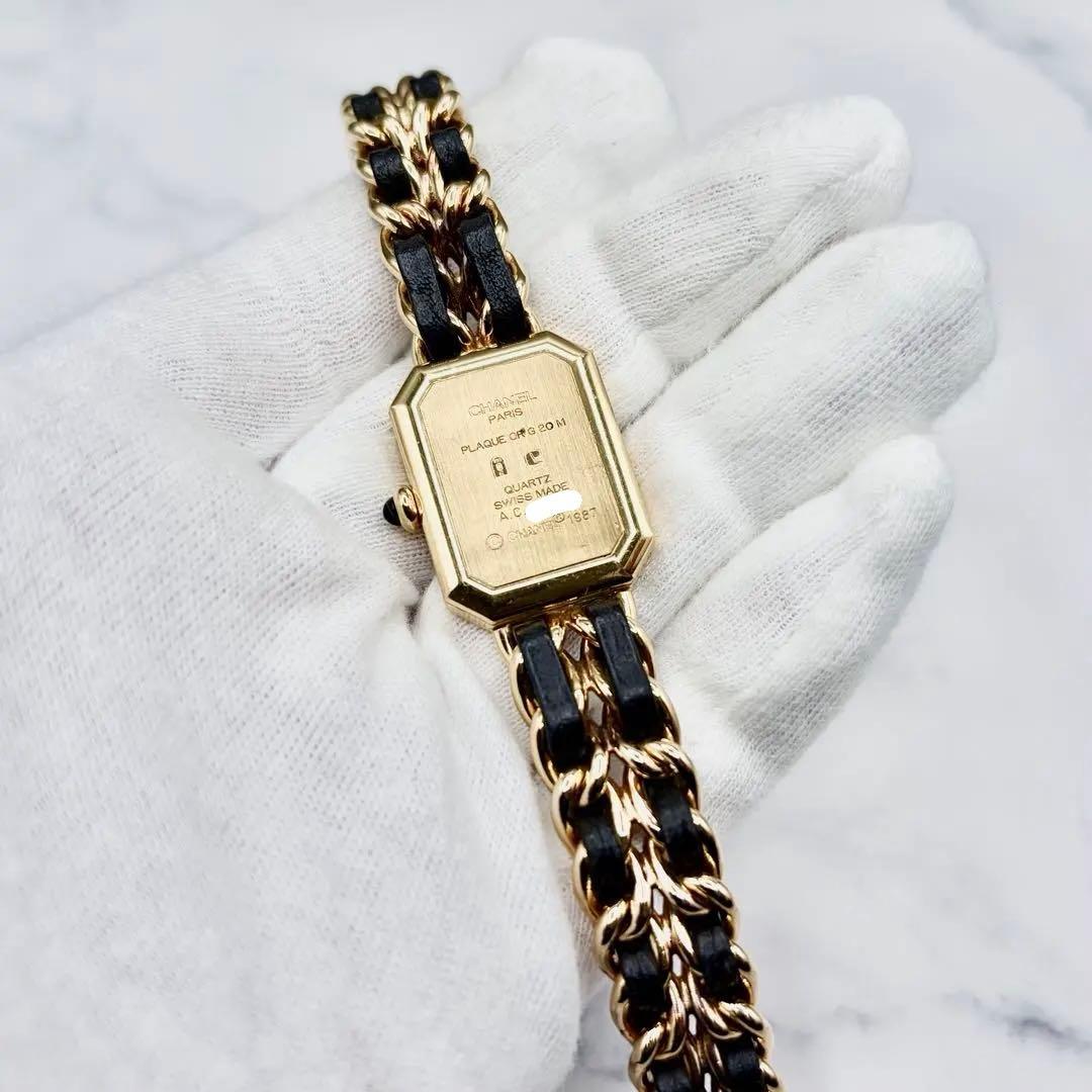 【OH&新品仕上げ済】シャネル プルミエール L ブラック文字盤 GP×革 極美