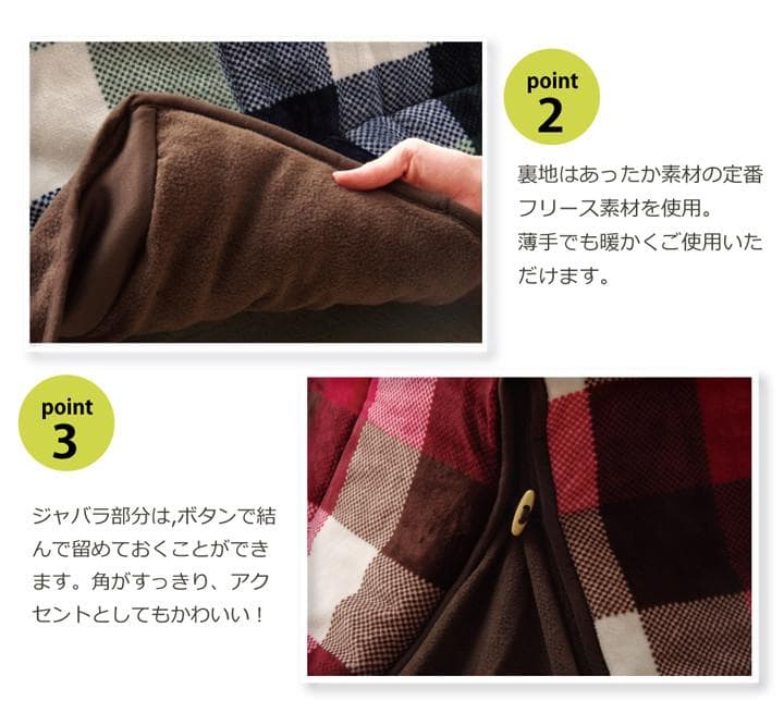 ◯省スペースこたつ薄掛け布団単品赤チェック柄 ローズ　180×180cm