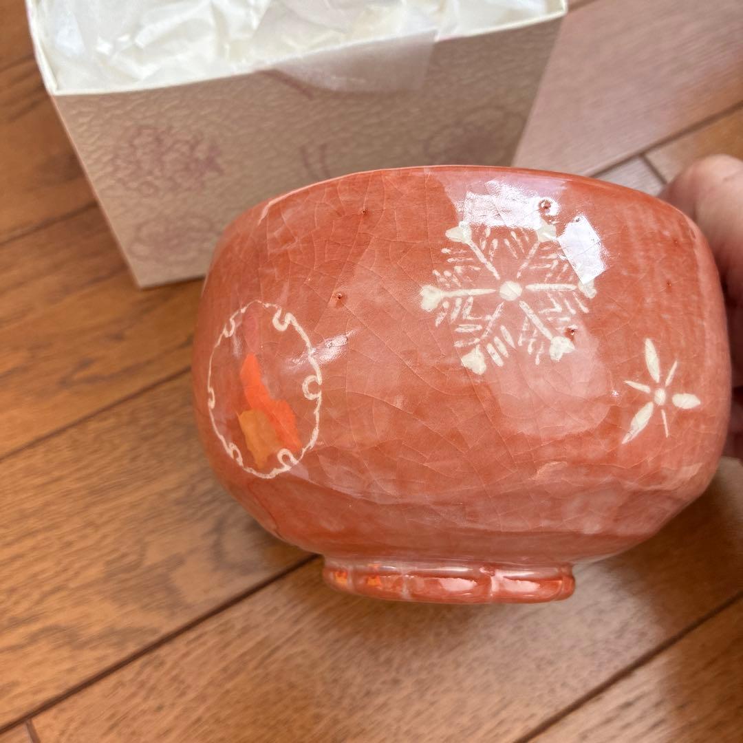 茶色の雪の結晶茶碗　桂窯　大野桂山