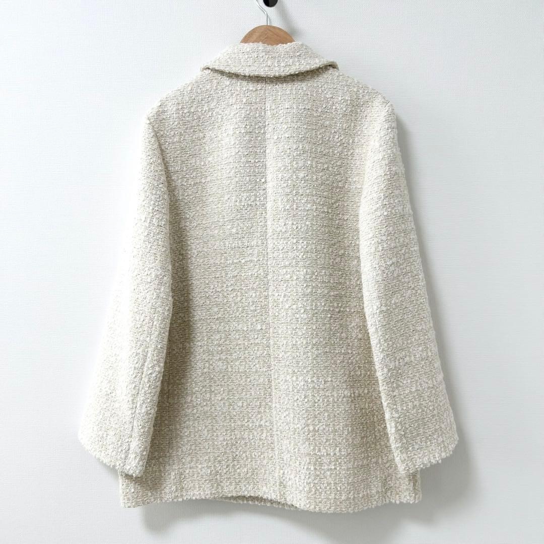 2024AW✨アナイ　ラメツイードテーラーダブルコート　アイボリー　36
