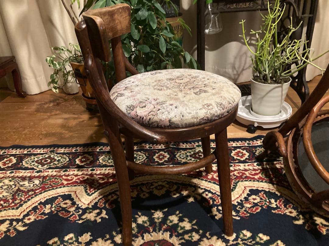 昭和レトロ　秋田木工　小型ダイニングチェア　昭和30年頃　旧ロコプレート　2脚