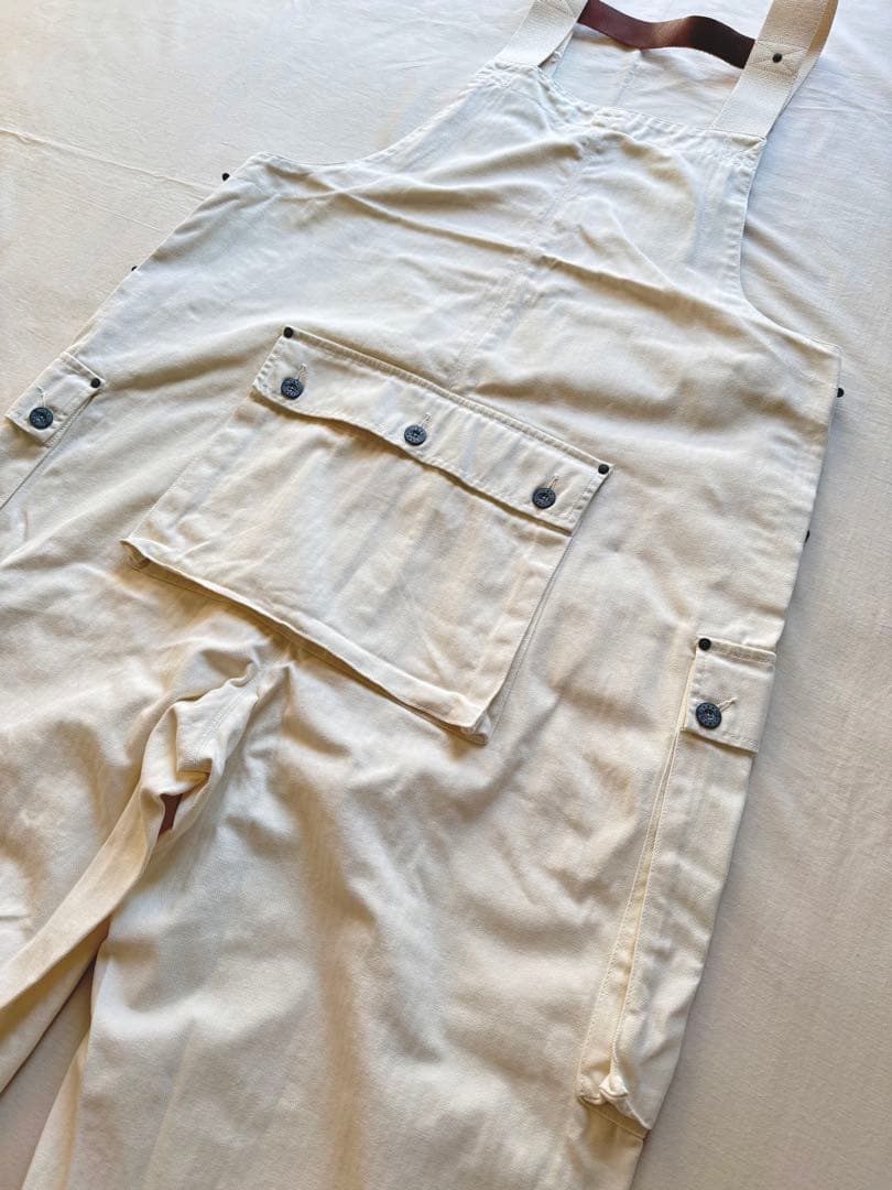 Nigel Cabourn LYBROオーバーオール ヘリンボーン　52 白