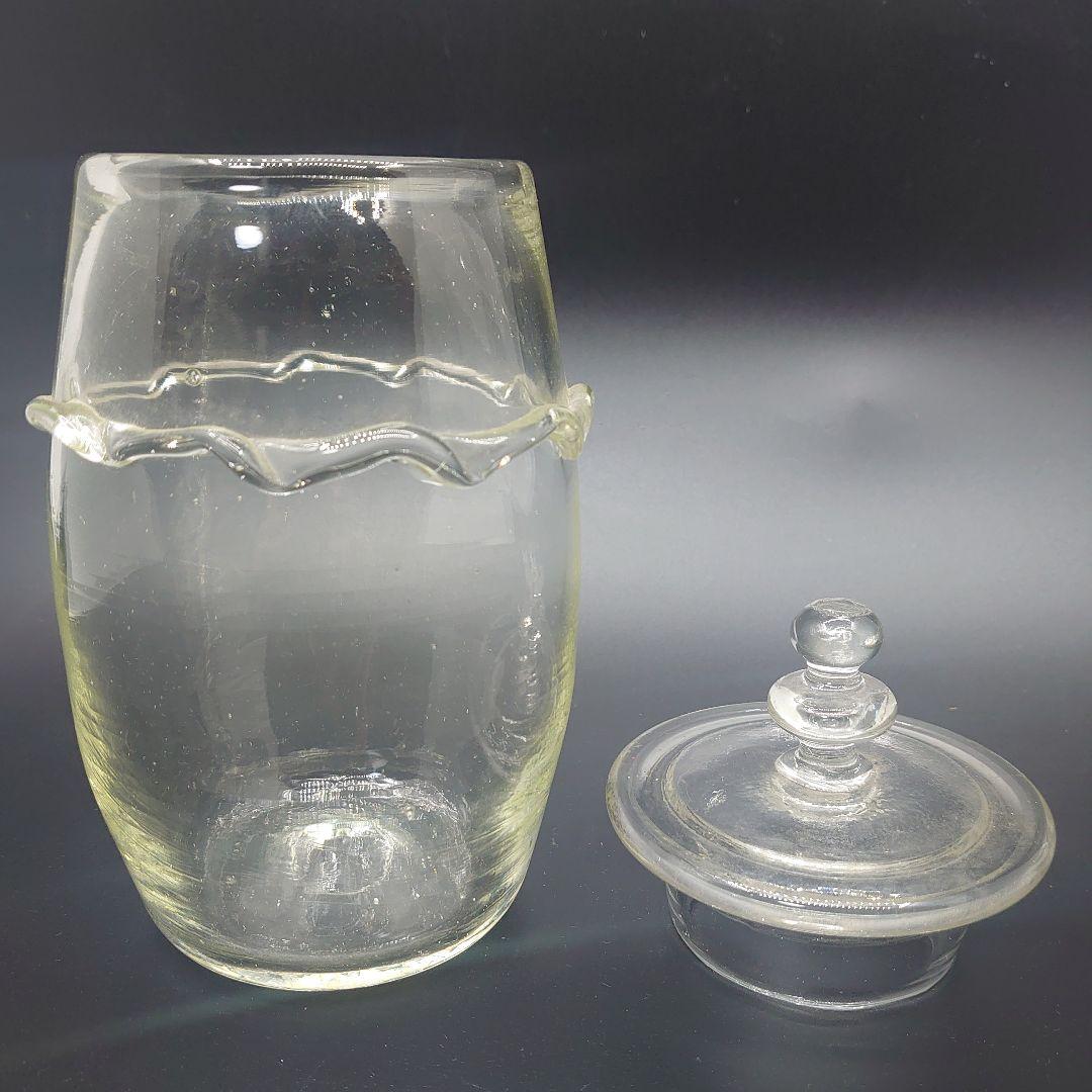 【倉敷ガラス】小谷眞三作 吹きガラス クリア蓋付き瓶
