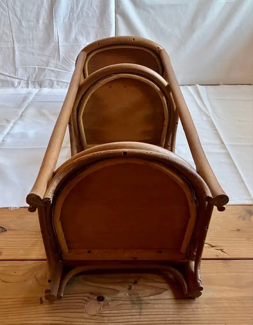 ✅昭和ビンテージ✅ラタン/竹製三段ラック/籐製の棚