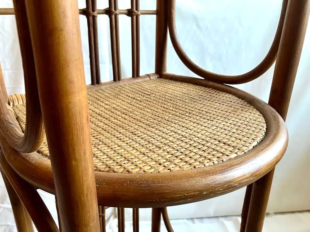 ✅昭和ビンテージ✅ラタン/竹製三段ラック/籐製の棚
