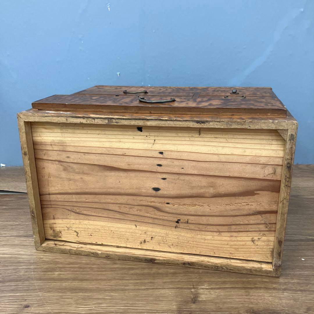 E-3 希少 昭和レトロ 木製 小引き出し 裁縫箱 ソーイングボックス 杢目