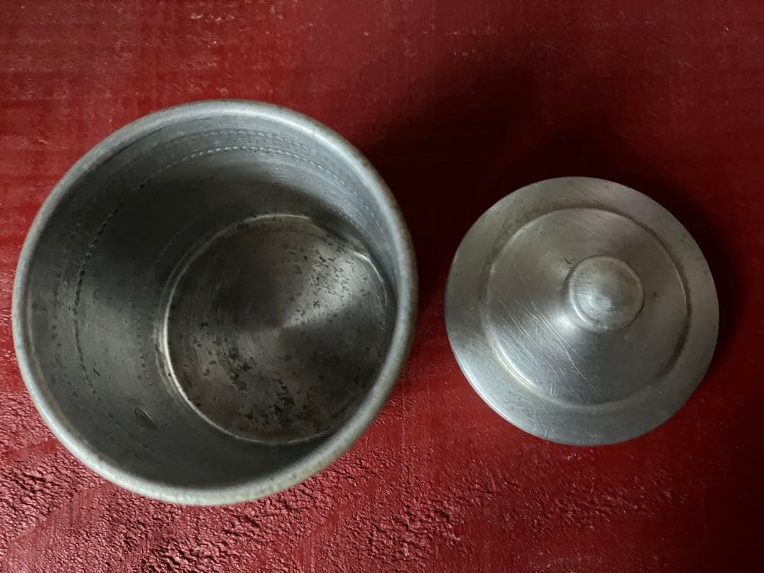 1930年代アルミキャニスター6缶セット　真鍮ラベル　フランスビンテージ