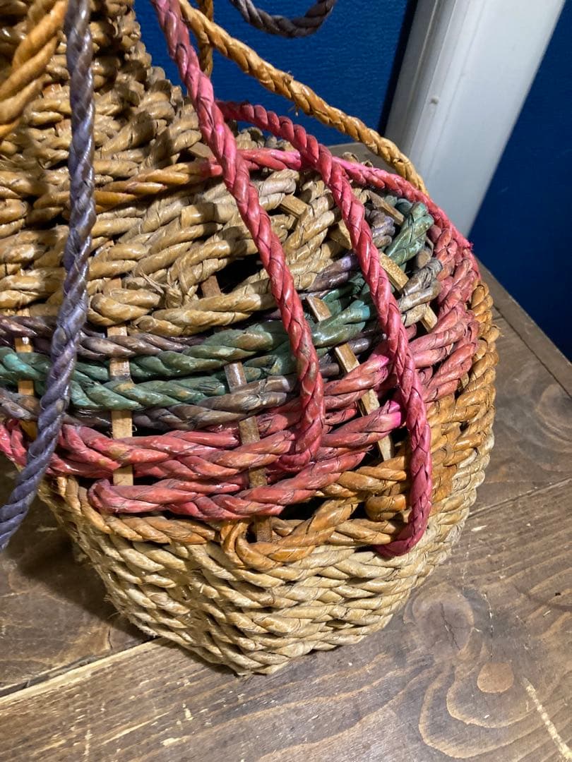 A 籠バスケット　ラタン　レトロ　ヴィンテージ　アンティーク調　靴　小物入れ