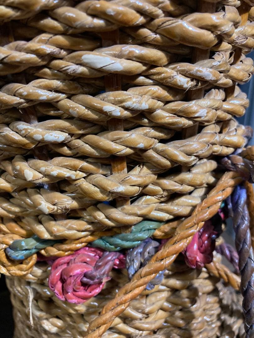 A 籠バスケット　ラタン　レトロ　ヴィンテージ　アンティーク調　靴　小物入れ