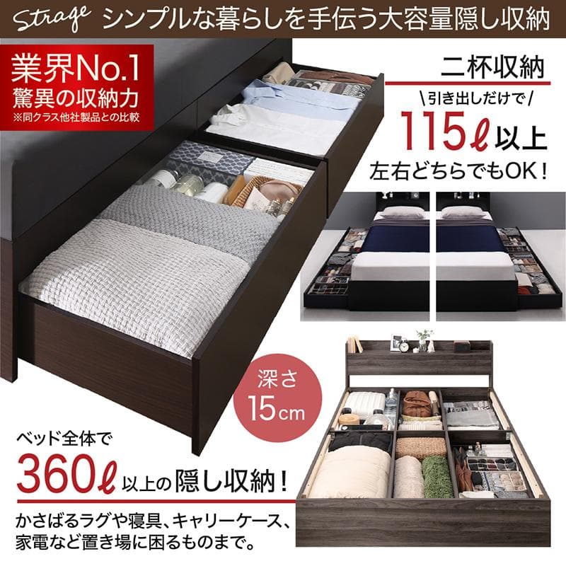 最安値！マットレスなし ダブルベッド 　　収納 コンセント 送料込み！ 27