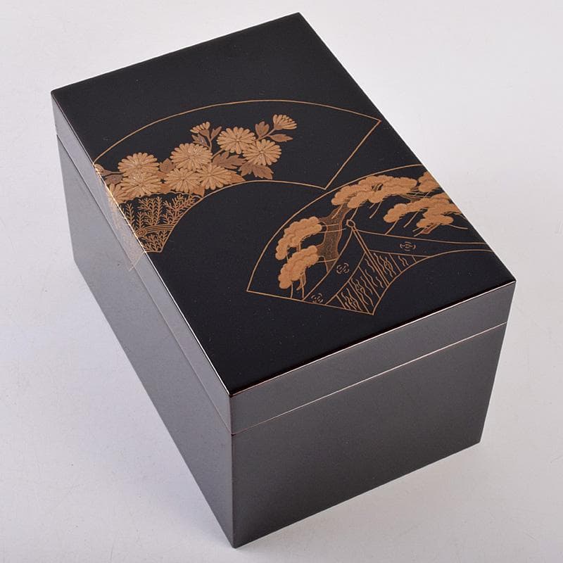 美子銘　扇蒔絵　茶箱　五良太甫呉祥瑞造　染付　振出など　十一点　M　R9008